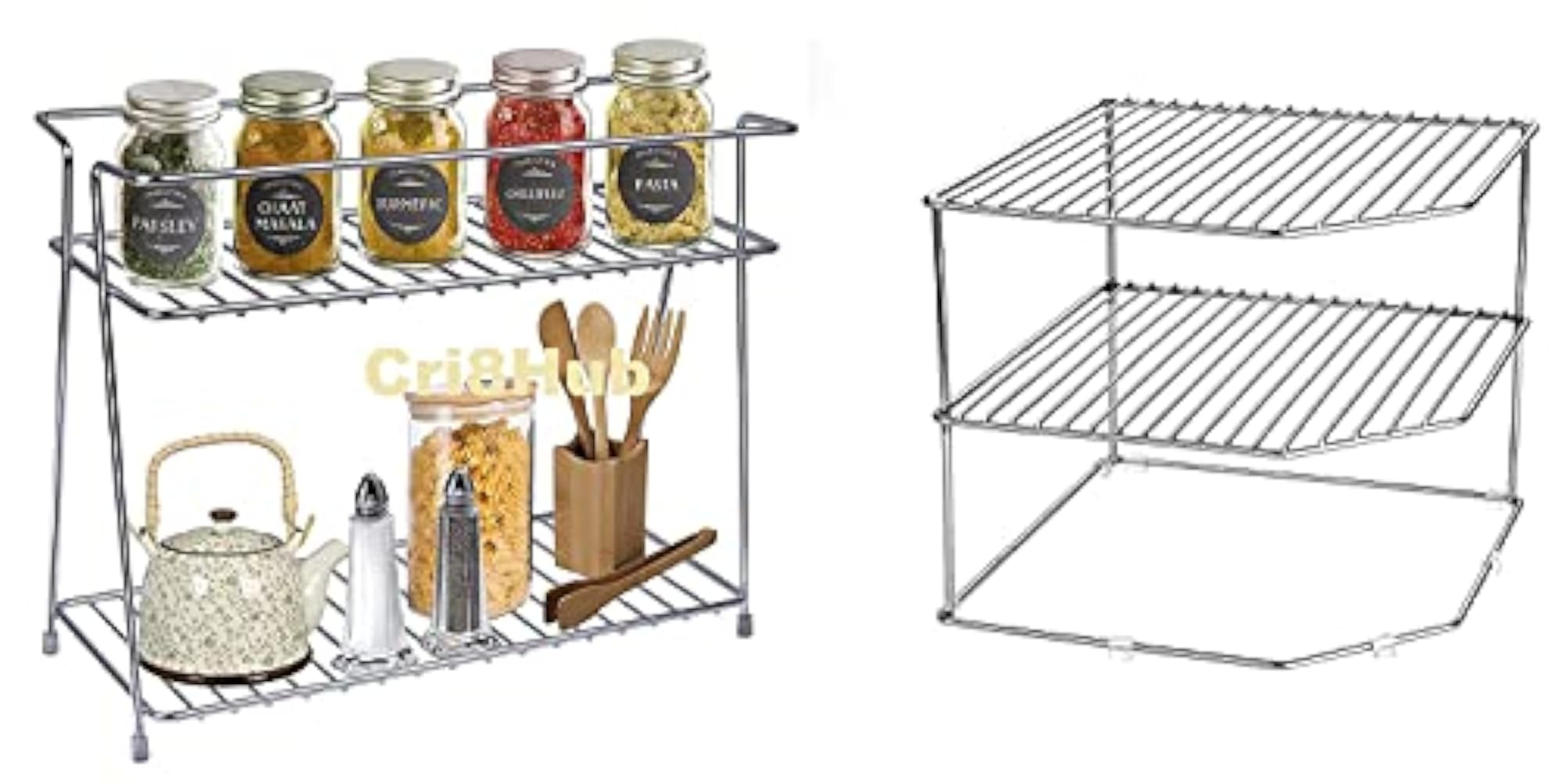 Heavy Stainless Steel 2-Layer Corner Storage Rack